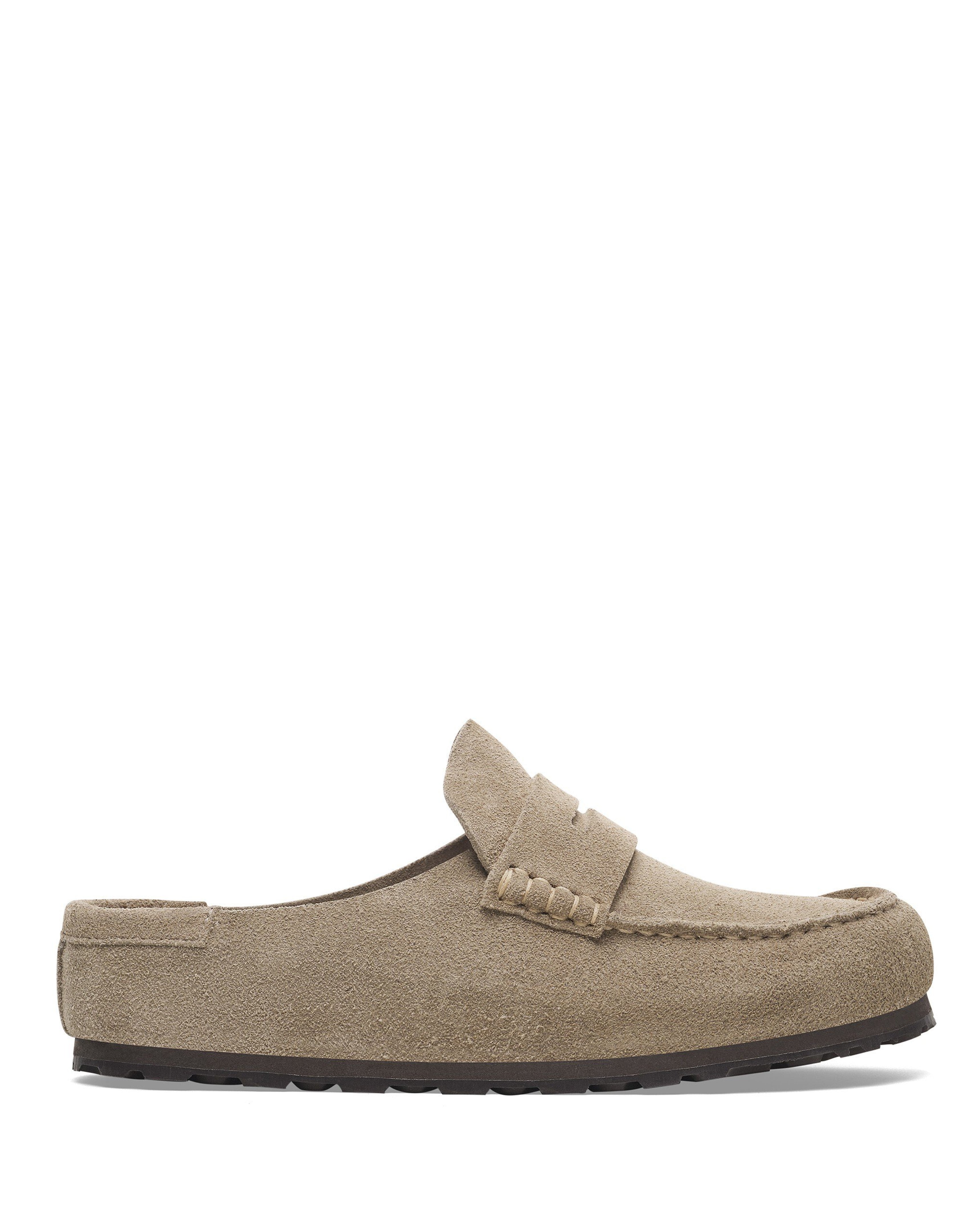M Naples Wrapped Taupe Suede Slip On Moccasin