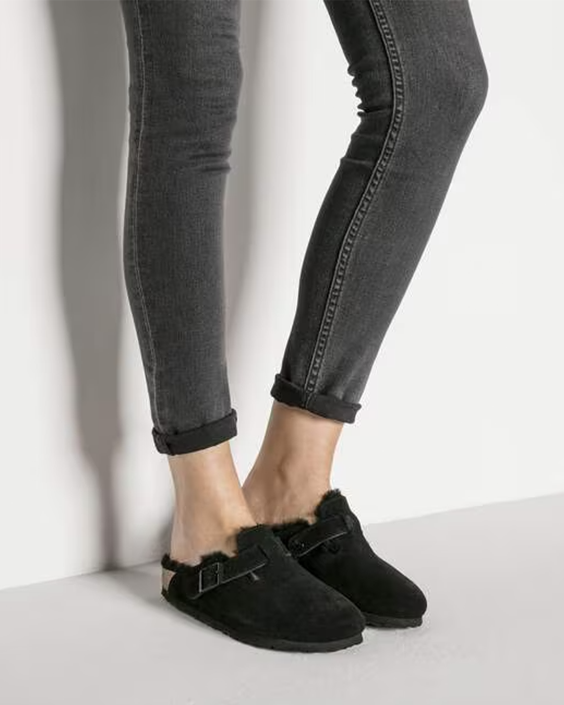 W Boston Shearling Black Suede/Leather 259881