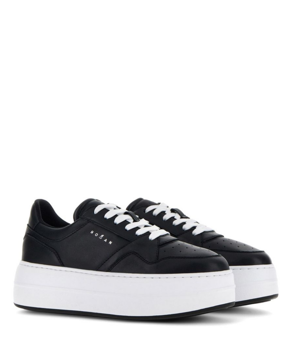 W Platform Sneaker Black Leather