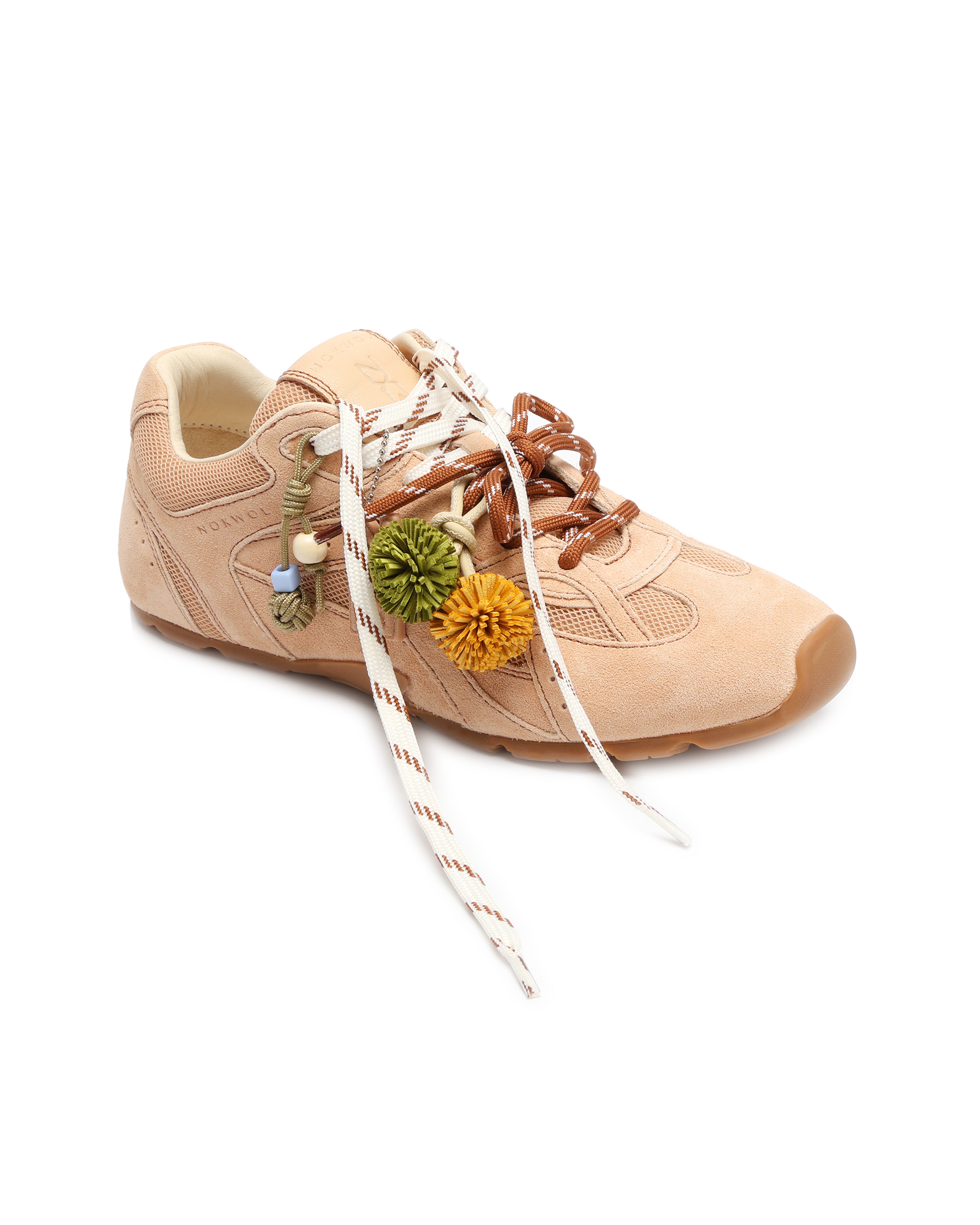 Nokwol Women Atlas Mesh Beige Suede Sneakers | Nokwol