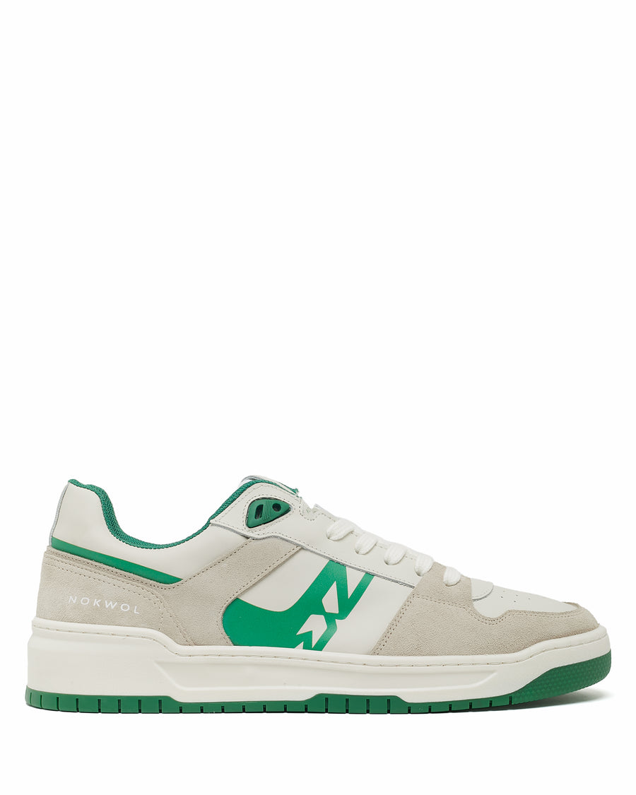 Calm Leather Off White/ Green Combo
