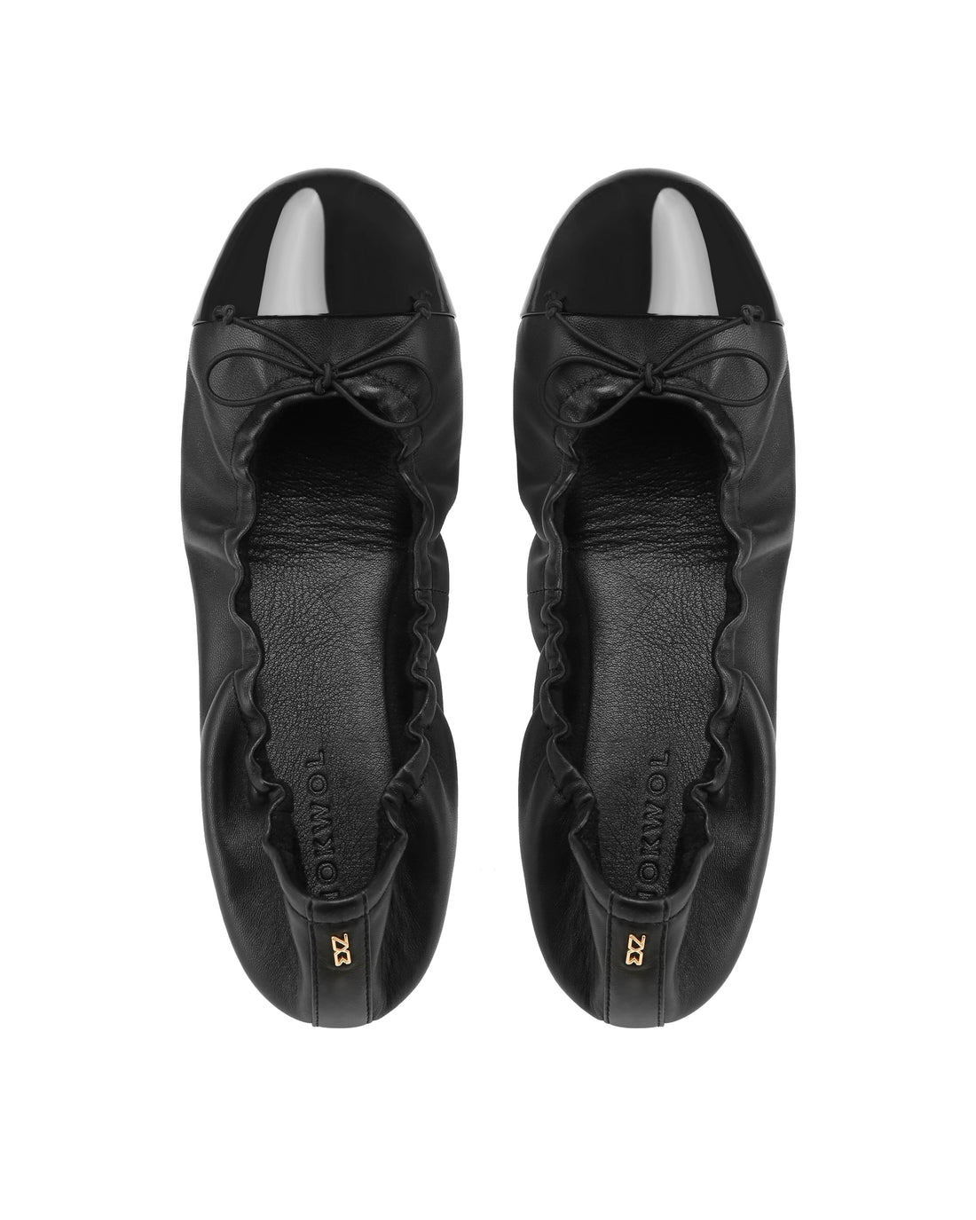 Cambria Black Leather/Black Patent Toe