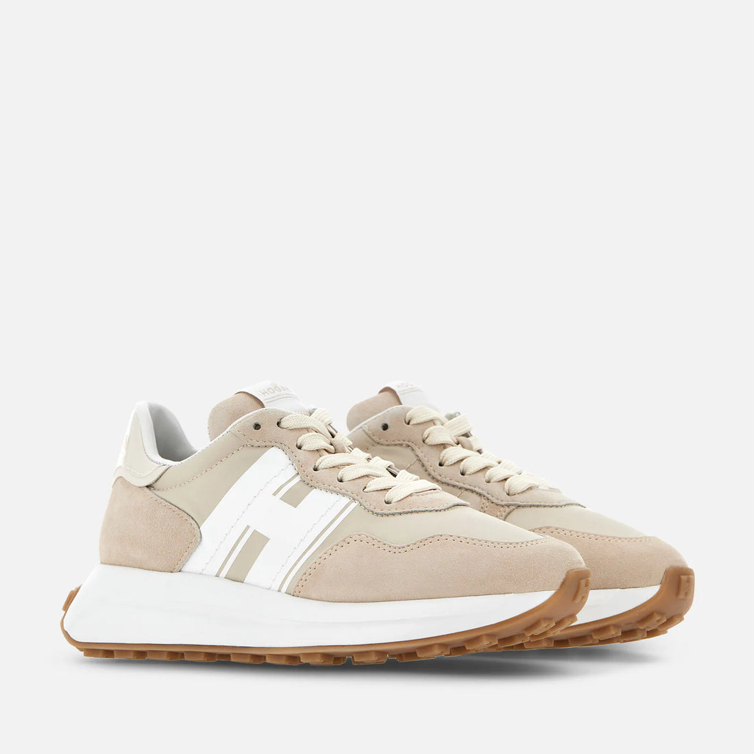 M H Patch Running Sneaker Tan Suede