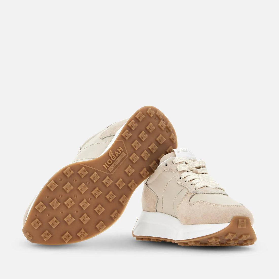 M H Patch Running Sneaker Tan Suede