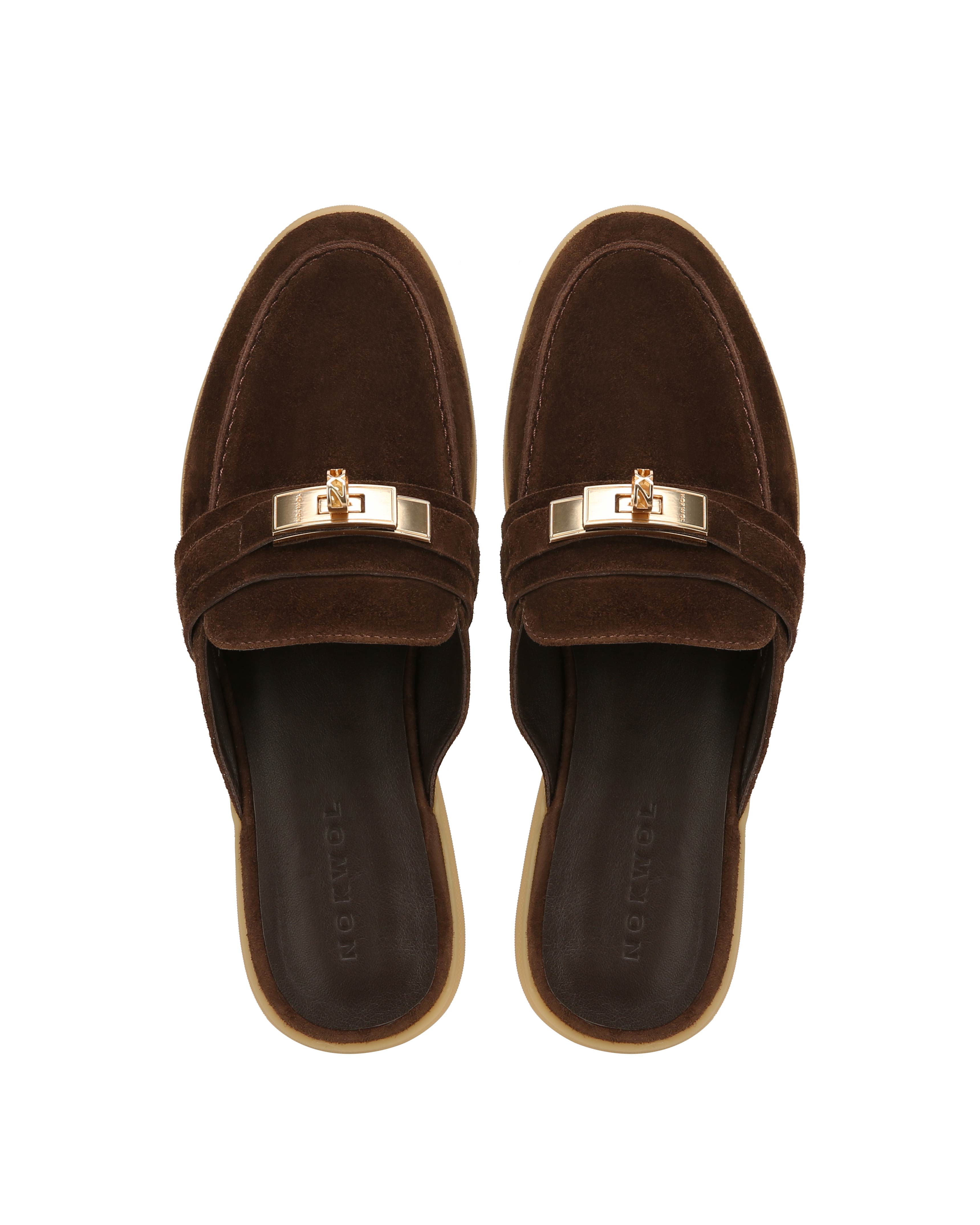 Nokwol Women Jen Chocolate Suede Mules | Nokwol