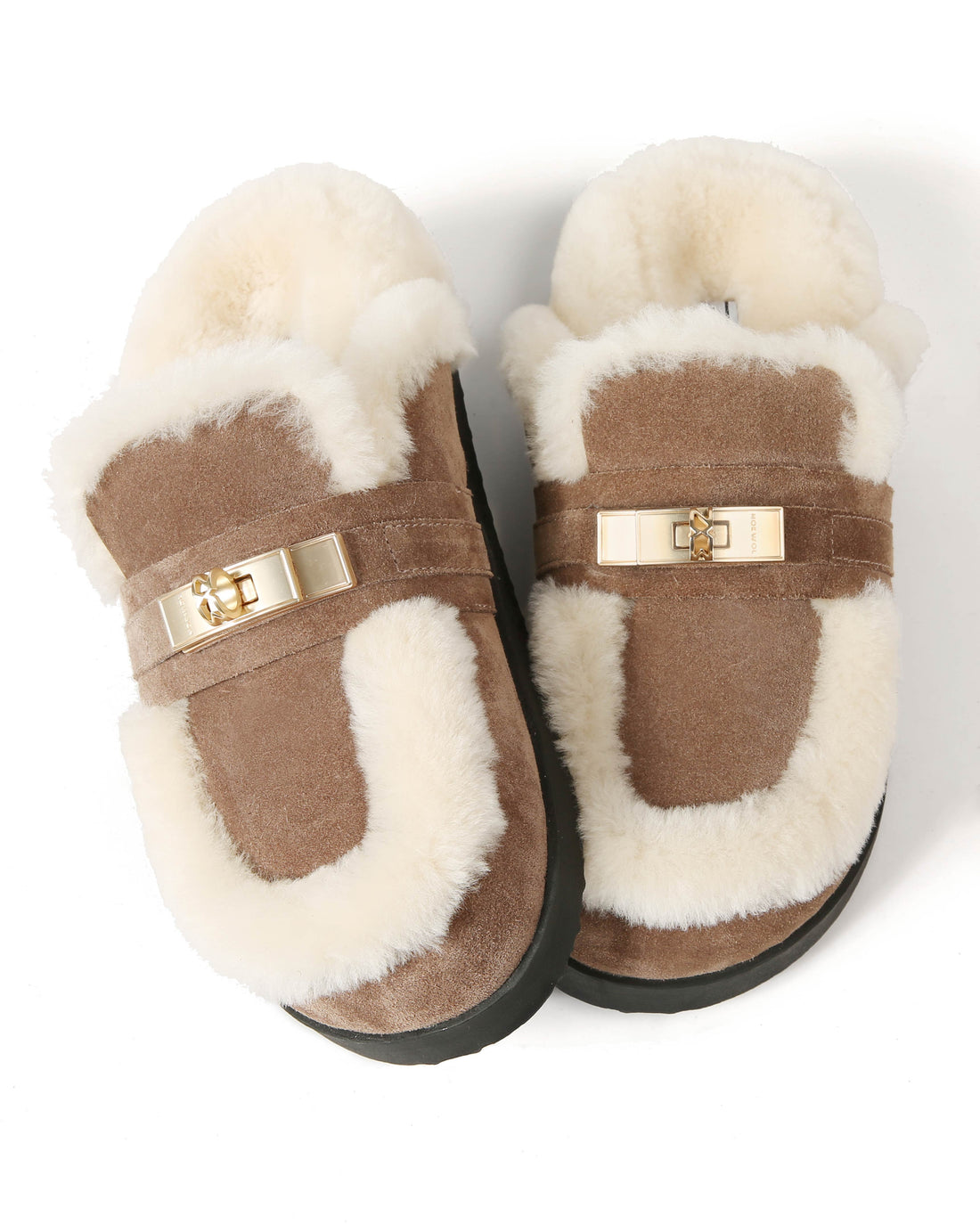 Toby Fur Mushroom Suede Mules - Nokwol