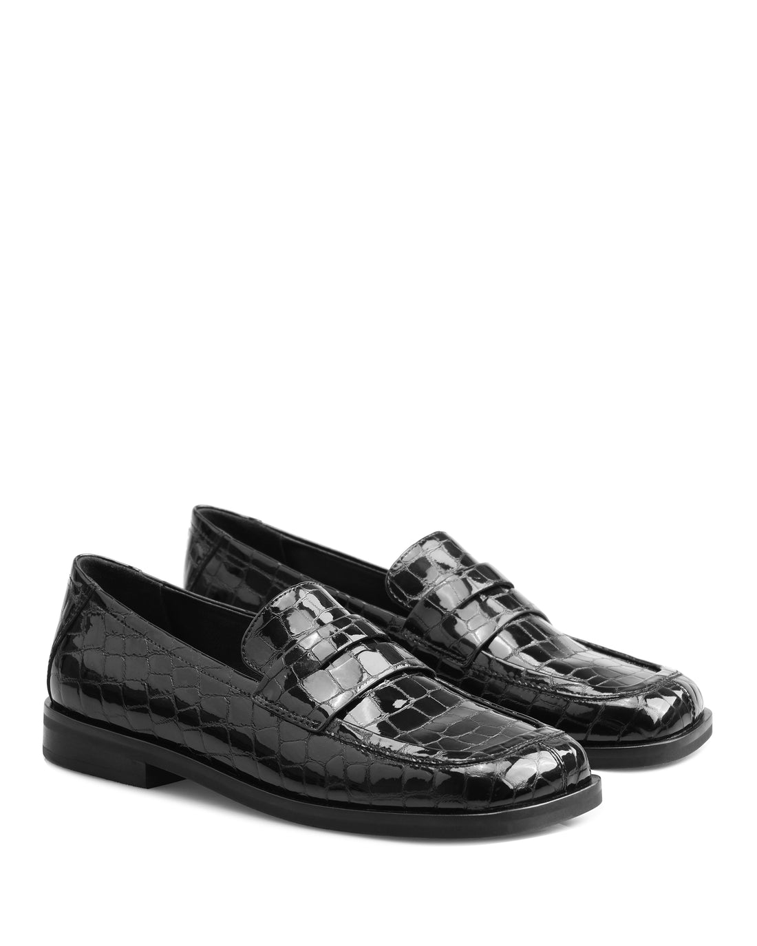 Woodcote Black Patent Croc Leather