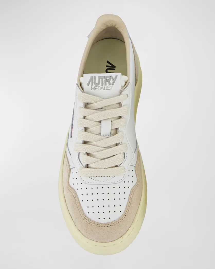 Medalist Low Wom White/Beige/Silver Leather/Suede